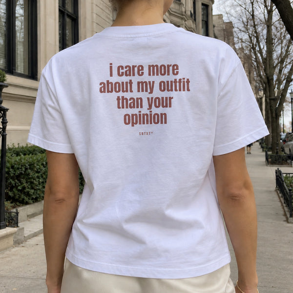 The I Care More About My Outfit Tee - worn, street photo
