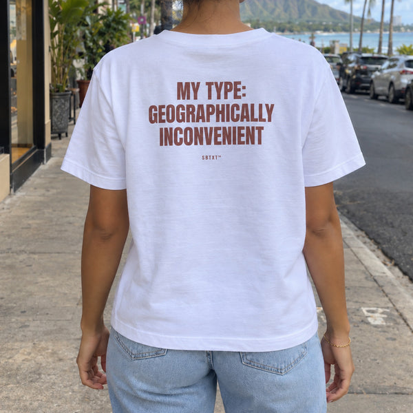 The Geographically Inconvenient Tee - worn, street photo