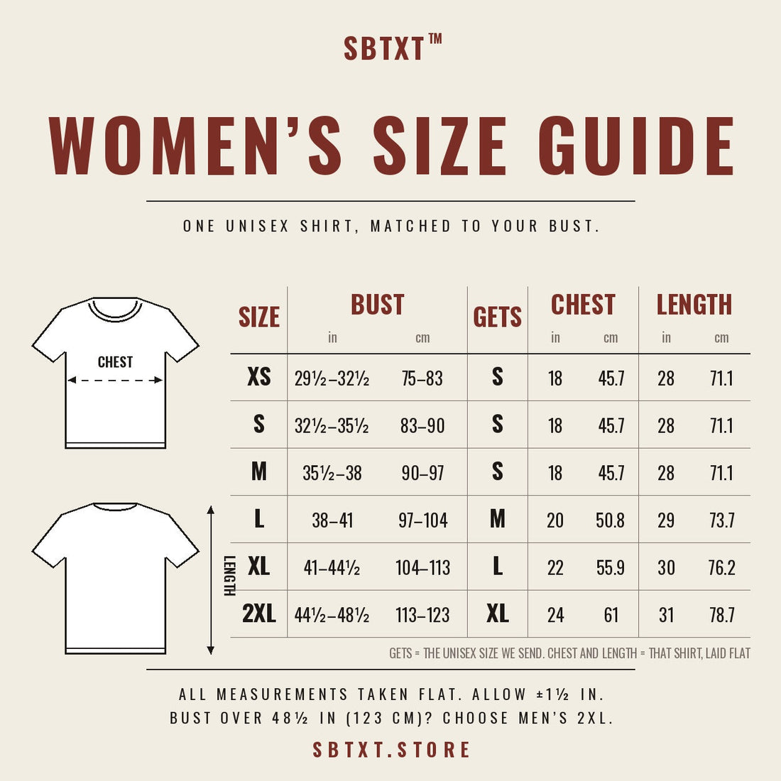 The Don't Flirt With Me Tee - size guide, women's