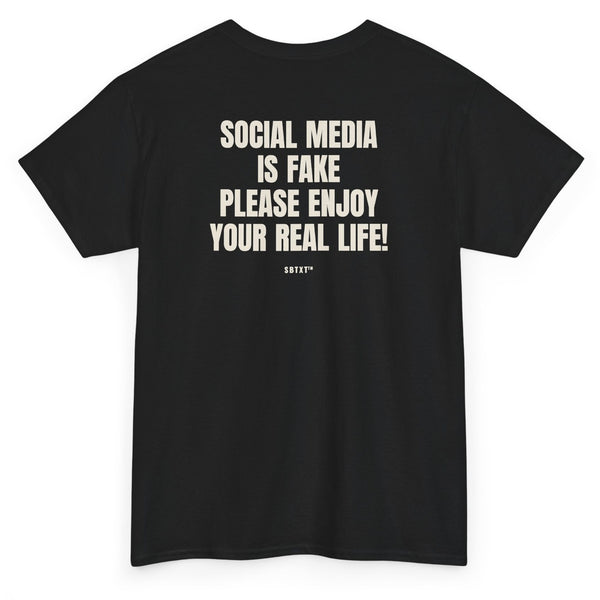 The Social Media Is Fake Tee - back, black