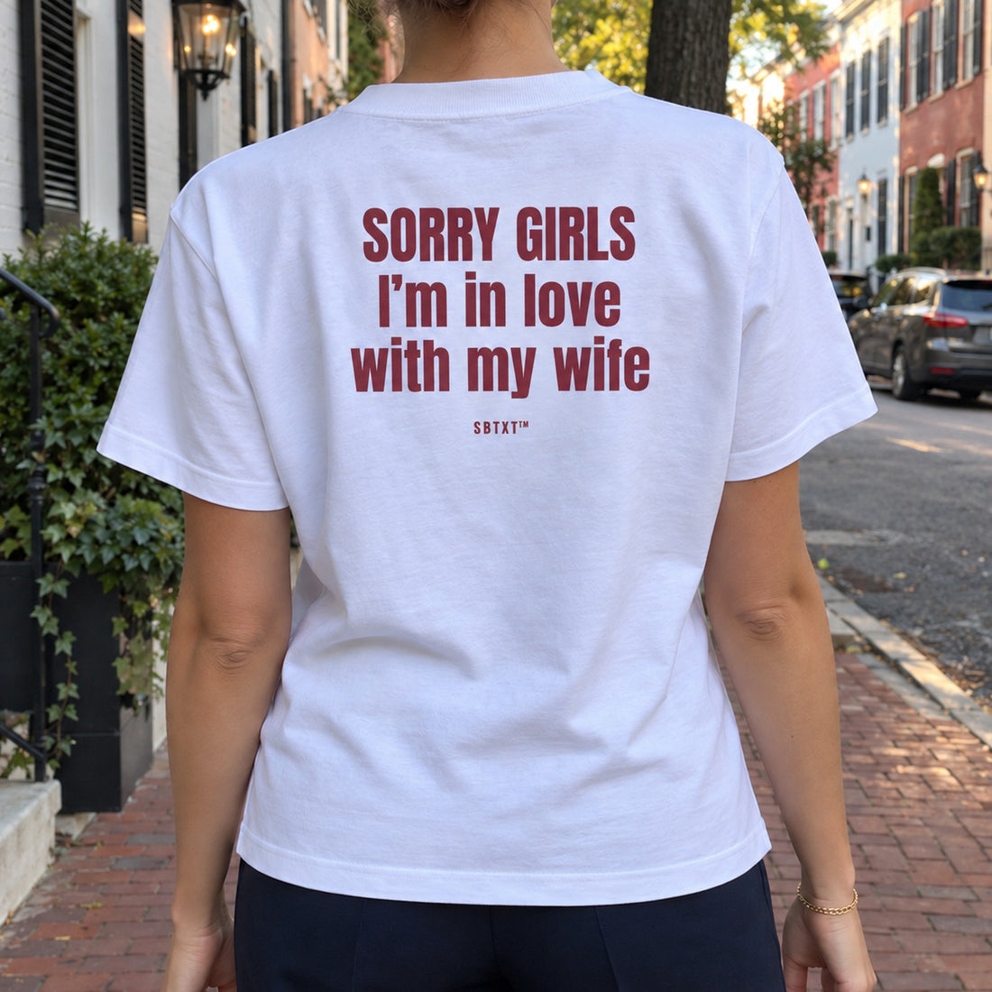 The Sorry Girls Tee - worn, street photo
