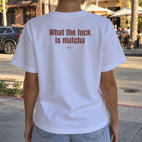 The What the Fuck Is Matcha Tee - worn, street photo